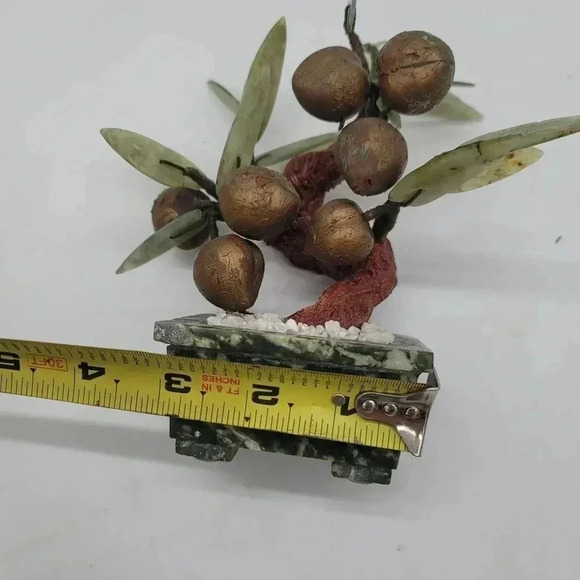 Vintage Chinese Carved Gemstone Fruit Tree Quartz Jade Leaves Bonsai Lucky 7" - Picture 13 of 14